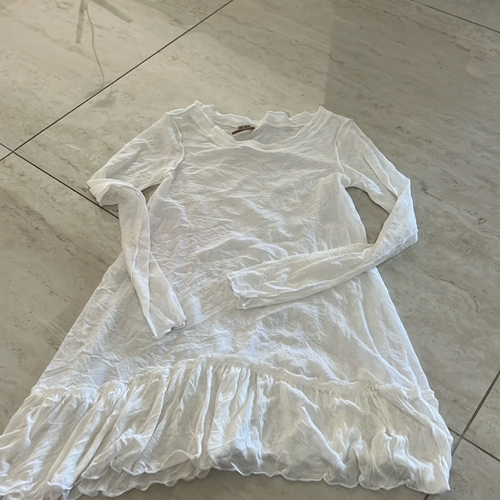 Pete white long sleeve mesh top